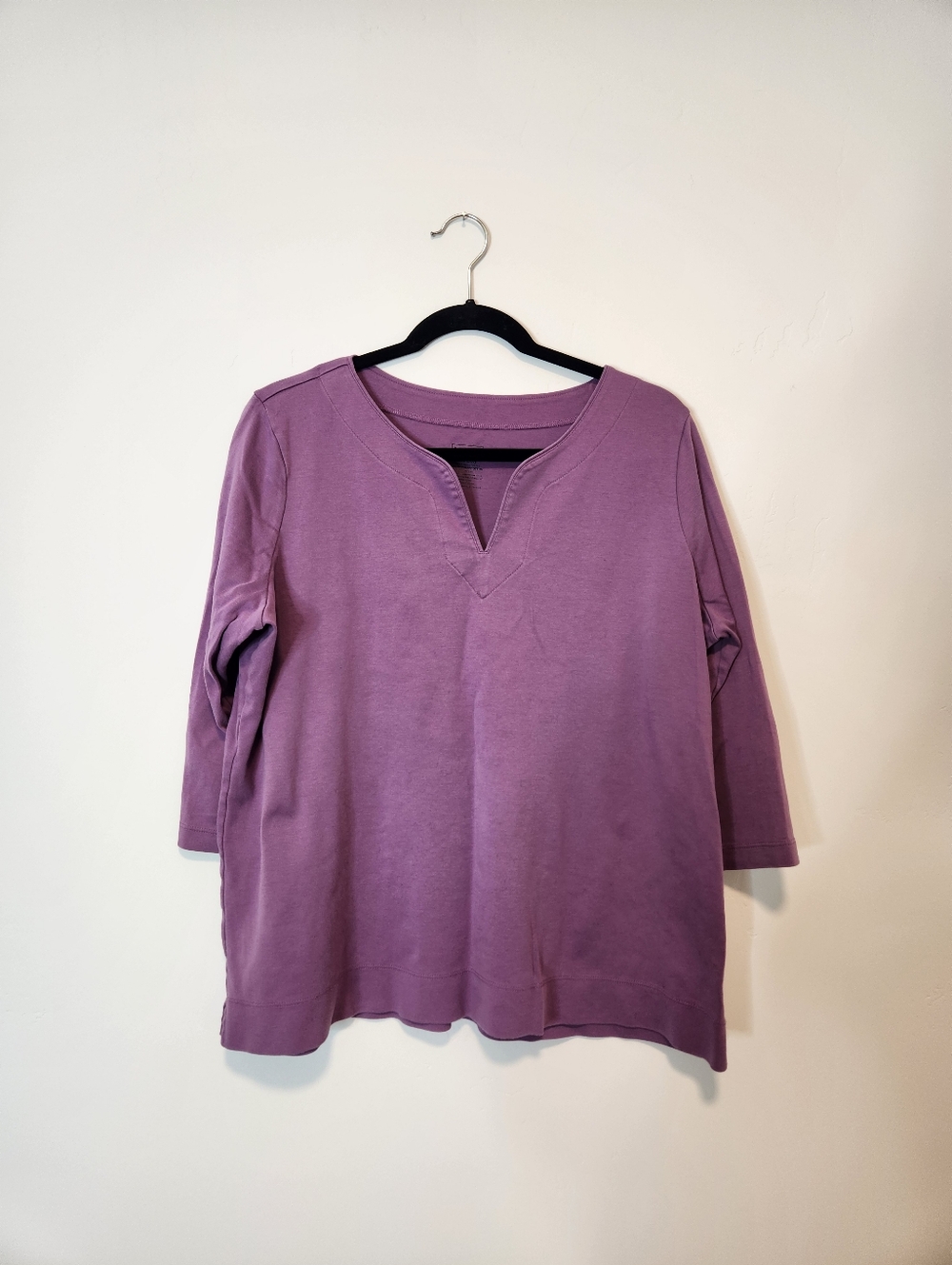 L.L. Bean Women's Pima Cotton Tunic Three Quarter Sleeve Splitneck Size 1X Plus - Picture 2 of 7